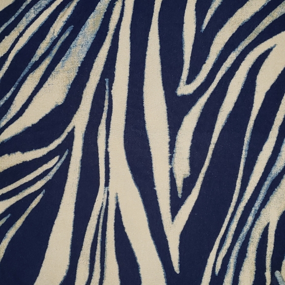 Chaps Pullover Blue Cream Print Blouse Tie Sleeves Medium - Picture 8 of 12